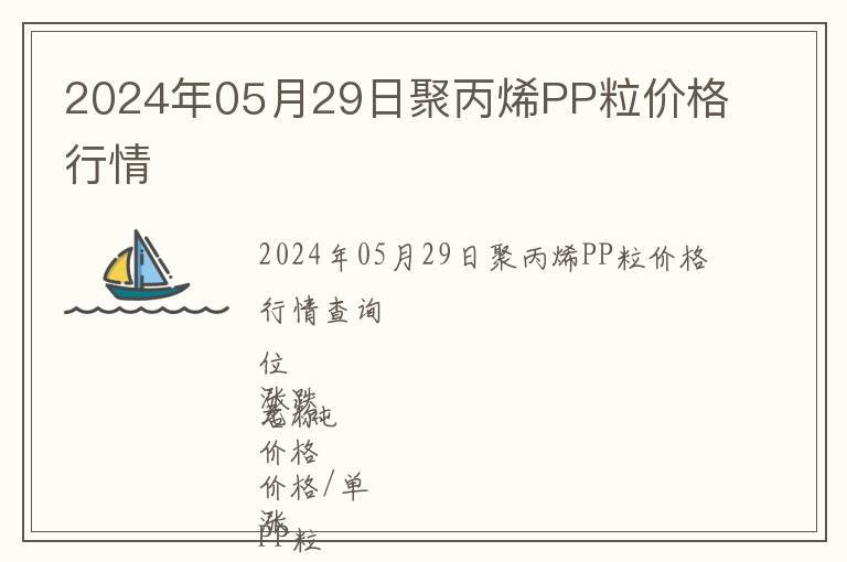 2024年05月29日聚丙烯PP粒價格行情