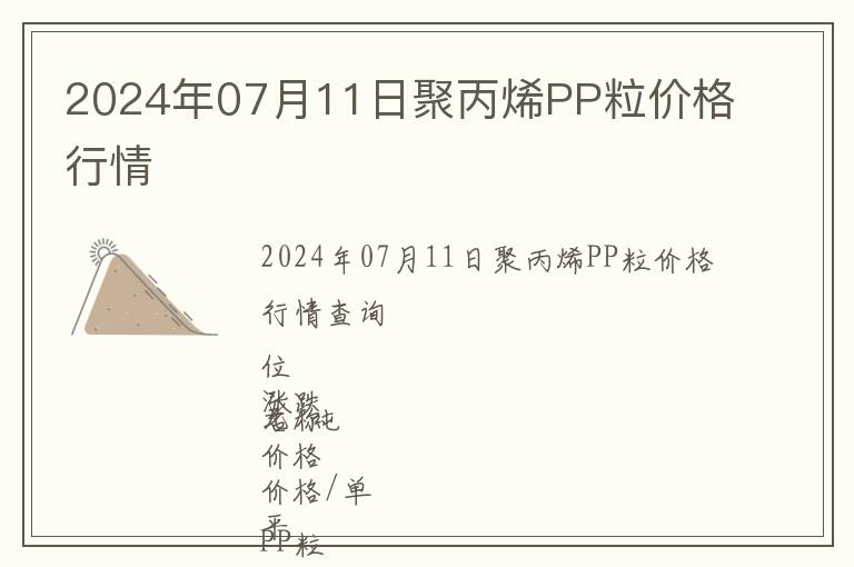 2024年07月11日聚丙烯PP粒價(jià)格行情