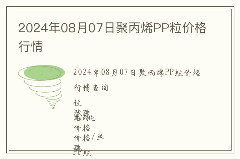 2024年08月07日聚丙烯PP粒價(jià)格行情