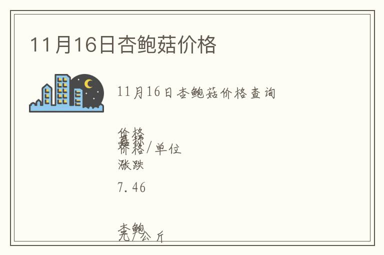 11月16日杏鮑菇價格