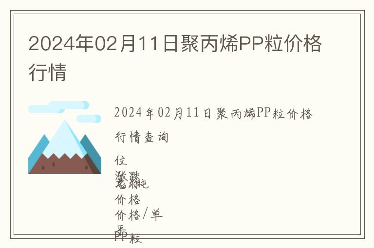 2024年02月11日聚丙烯PP粒價格行情