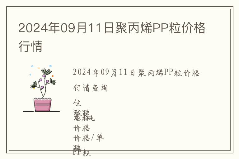 2024年09月11日聚丙烯PP粒價(jià)格行情