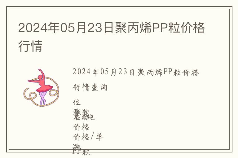 2024年05月23日聚丙烯PP粒價格行情