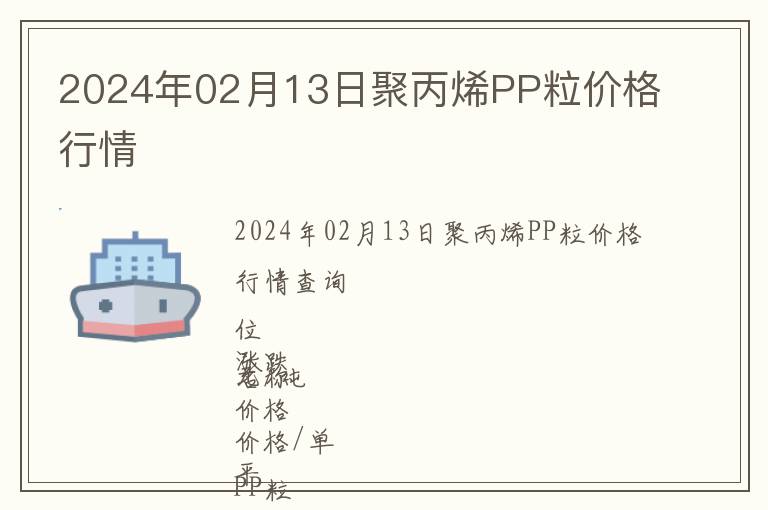 2024年02月13日聚丙烯PP粒價格行情