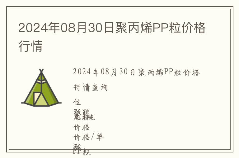 2024年08月30日聚丙烯PP粒價(jià)格行情