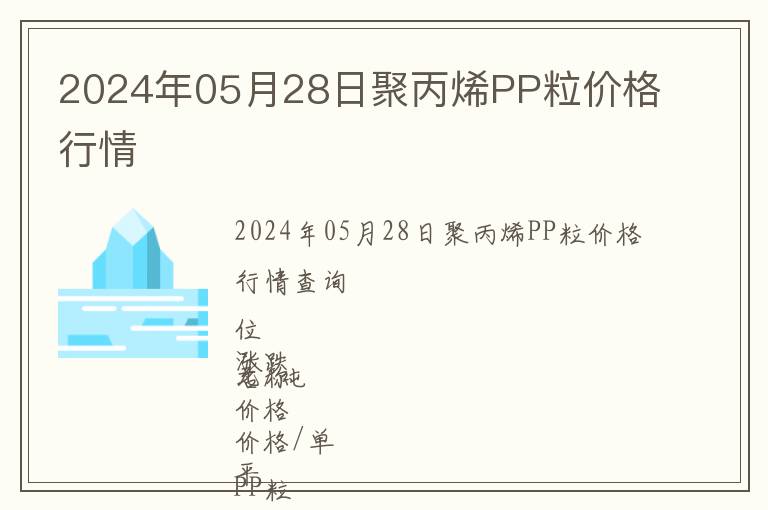 2024年05月28日聚丙烯PP粒價格行情