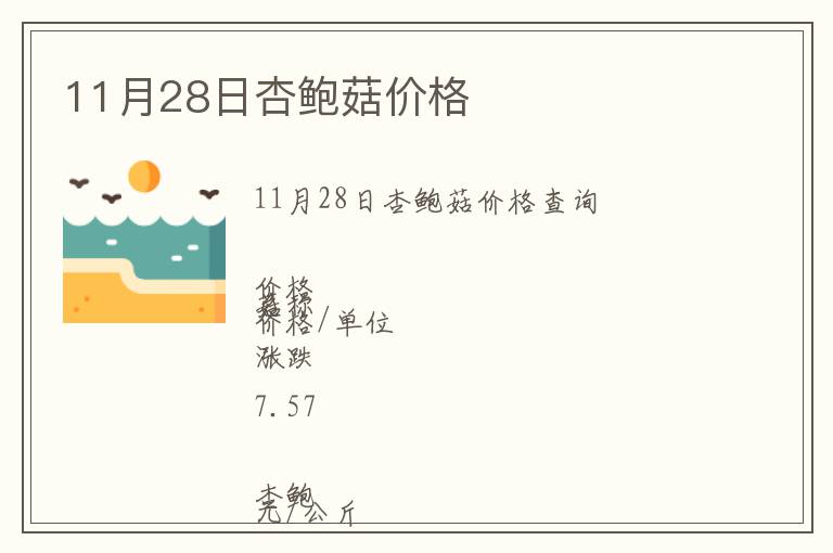 11月28日杏鮑菇價格