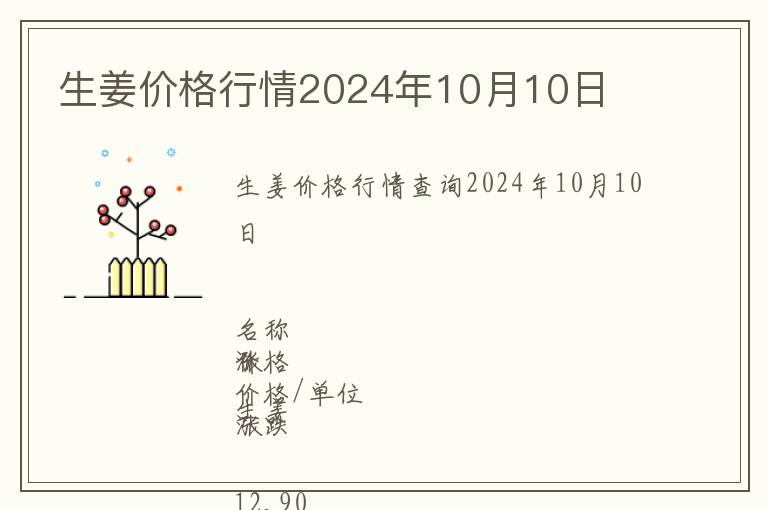 生姜價(jià)格行情2024年10月10日