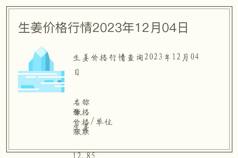 生姜價(jià)格行情2023年12月04日