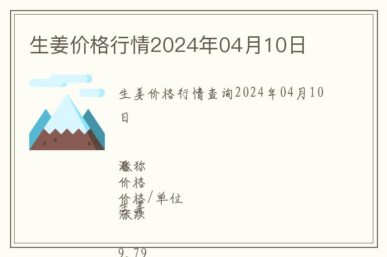 生姜價格行情2024年04月10日