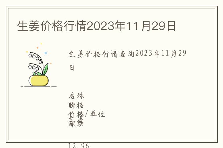 生姜價格行情2023年11月29日