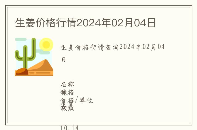 生姜價格行情2024年02月04日