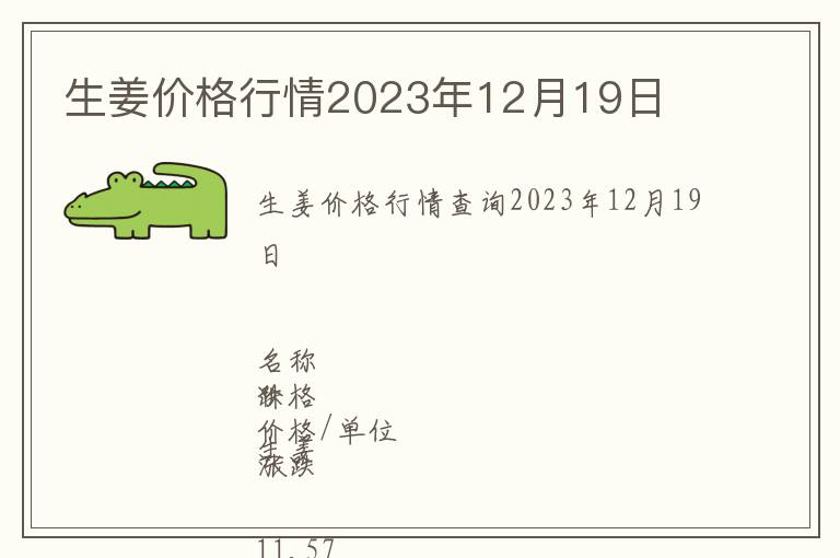 生姜價格行情2023年12月19日