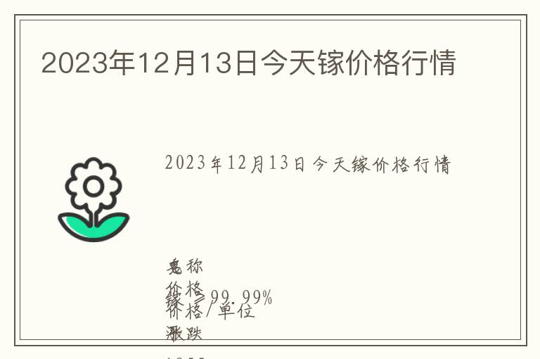 2023年12月13日今天鎵價格行情