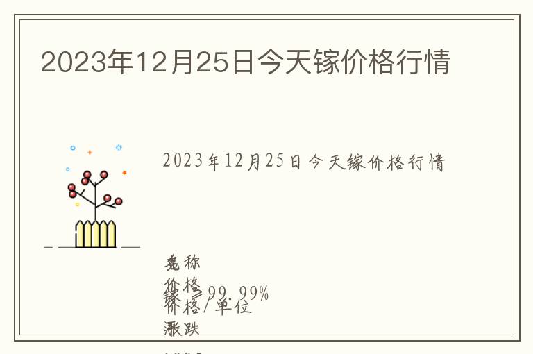 2023年12月25日今天鎵價格行情