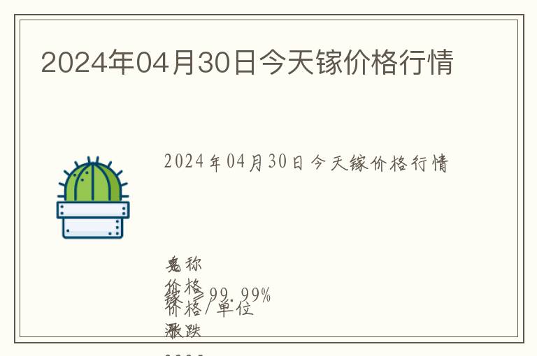 2024年04月30日今天鎵價格行情