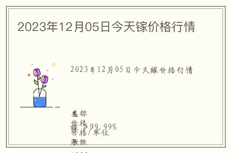 2023年12月05日今天鎵價格行情