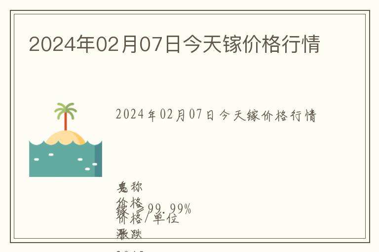 2024年02月07日今天鎵價(jià)格行情