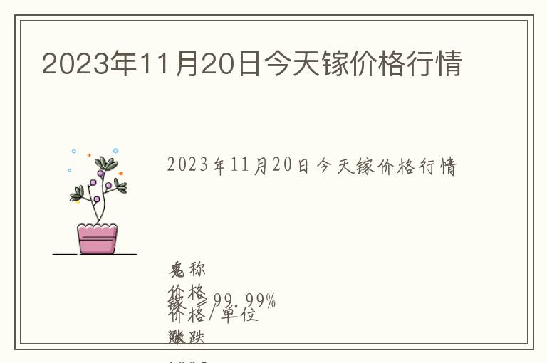 2023年11月20日今天鎵價格行情