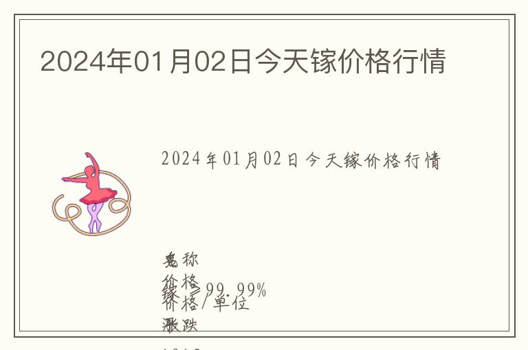 2024年01月02日今天鎵價格行情