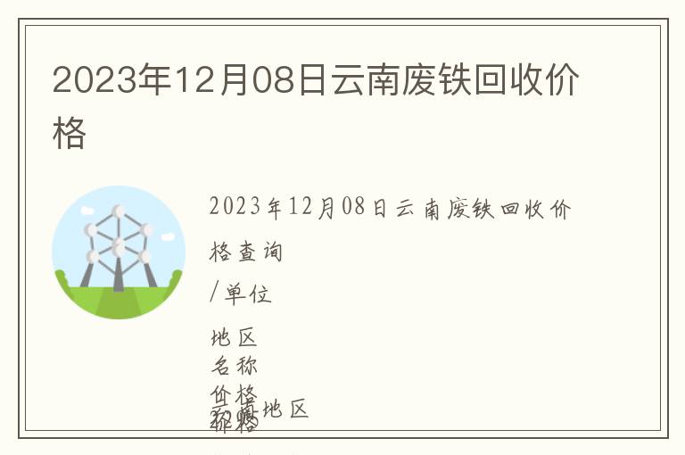 2023年12月08日云南廢鐵回收價格