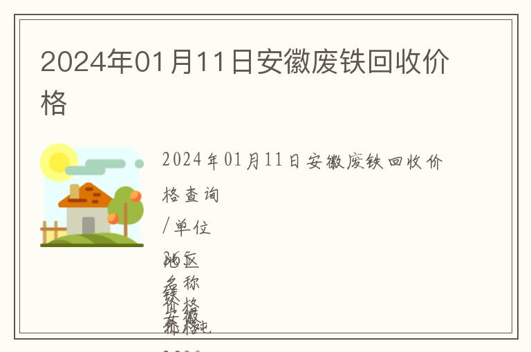 2024年01月11日安徽廢鐵回收價格