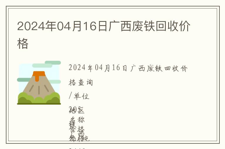 2024年04月16日廣西廢鐵回收價格