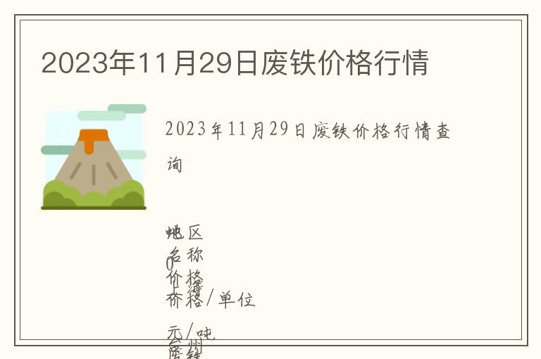 2023年11月29日廢鐵價格行情