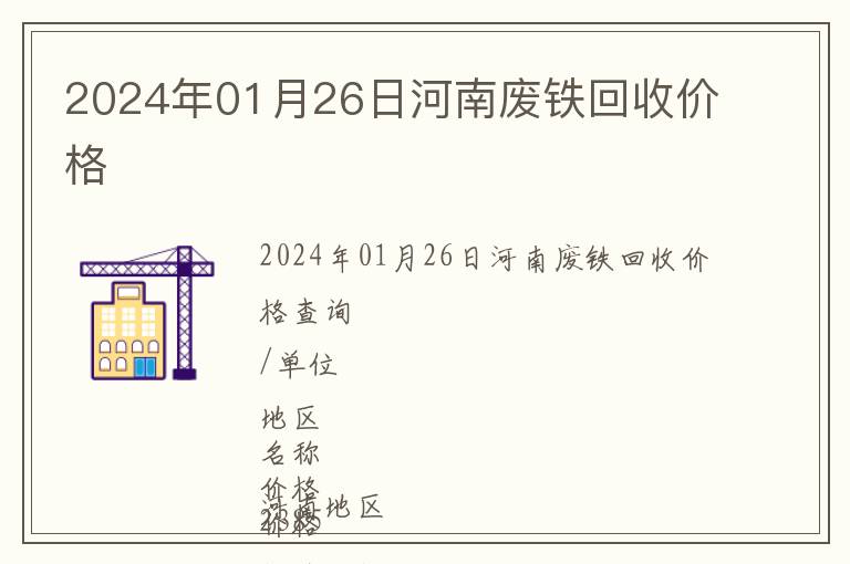 2024年01月26日河南廢鐵回收價格