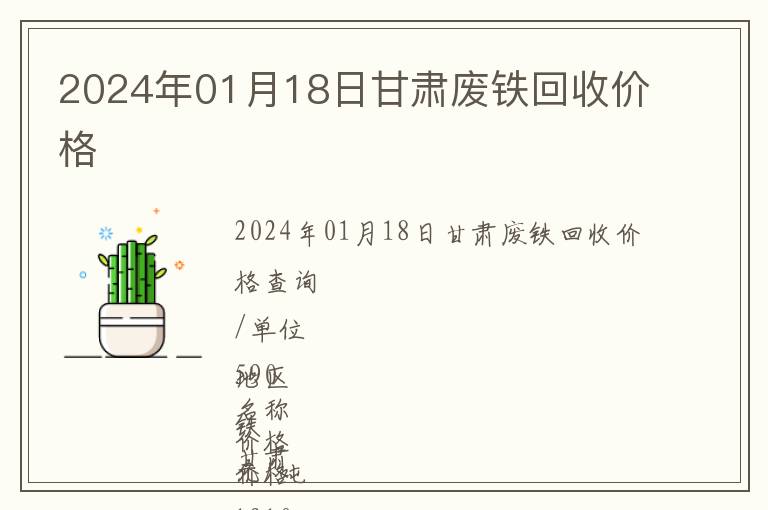 2024年01月18日甘肅廢鐵回收價格