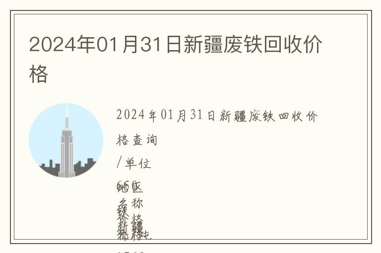 2024年01月31日新疆廢鐵回收價格