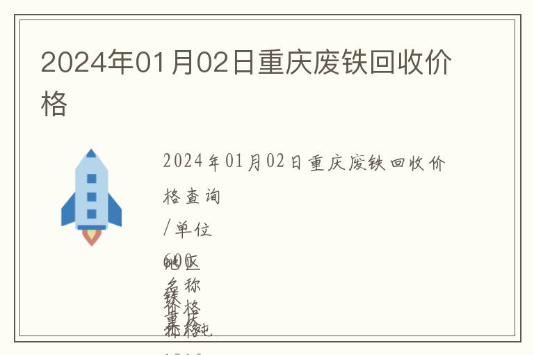 2024年01月02日重慶廢鐵回收價格