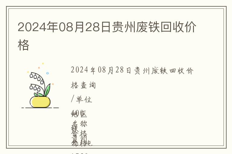 2024年08月28日貴州廢鐵回收價格