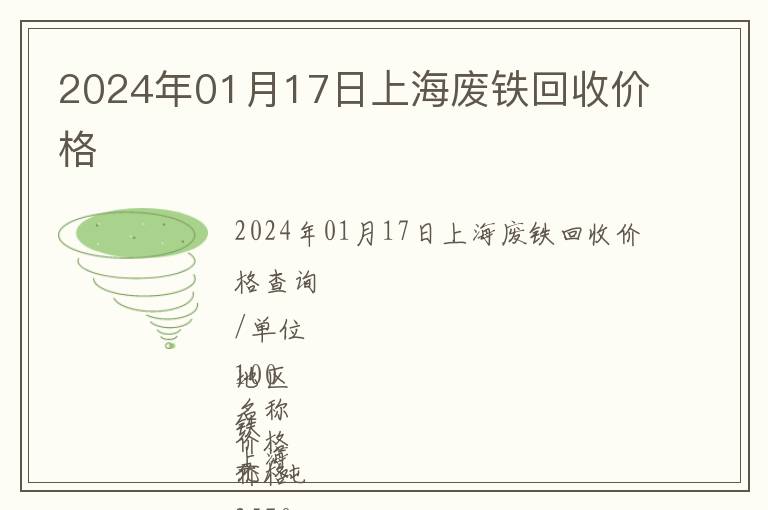 2024年01月17日上海廢鐵回收價格