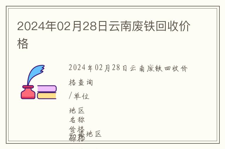 2024年02月28日云南廢鐵回收價格