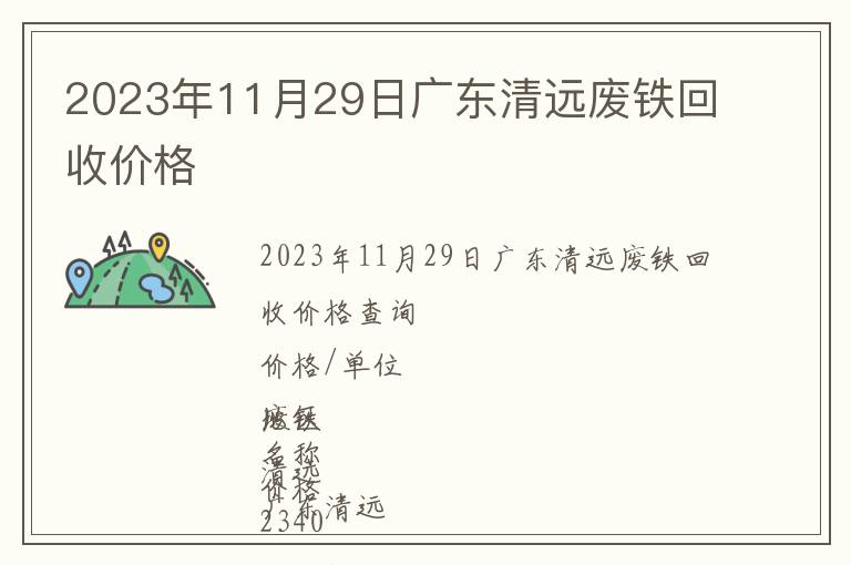 2023年11月29日廣東清遠廢鐵回收價格