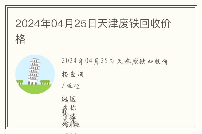 2024年04月25日天津廢鐵回收價格