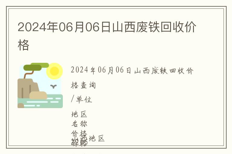 2024年06月06日山西廢鐵回收價格