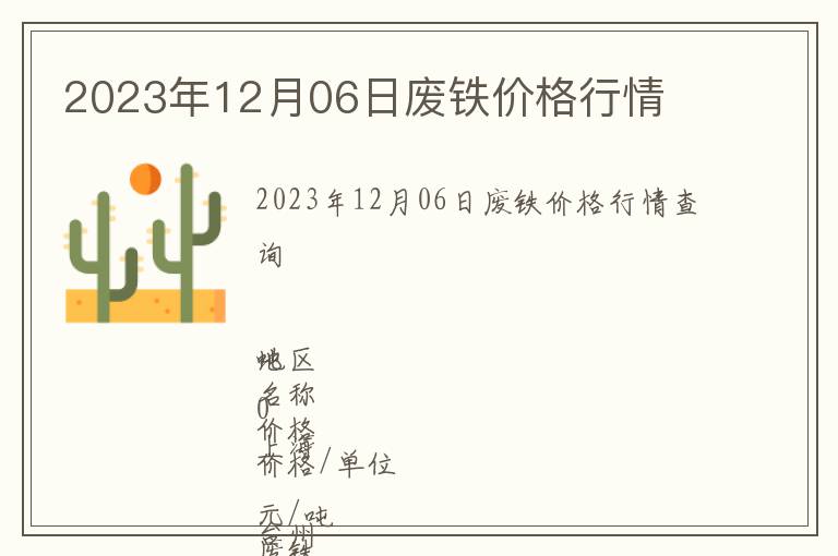 2023年12月06日廢鐵價格行情