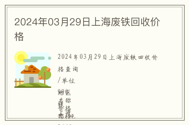 2024年03月29日上海廢鐵回收價格