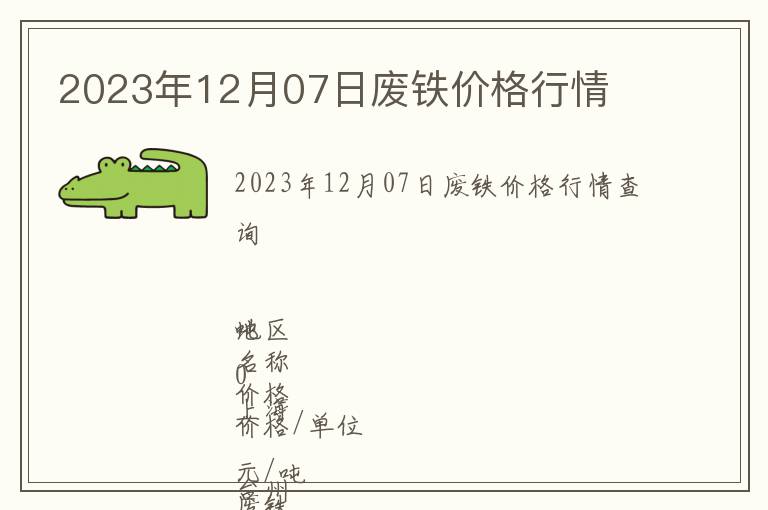 2023年12月07日廢鐵價格行情