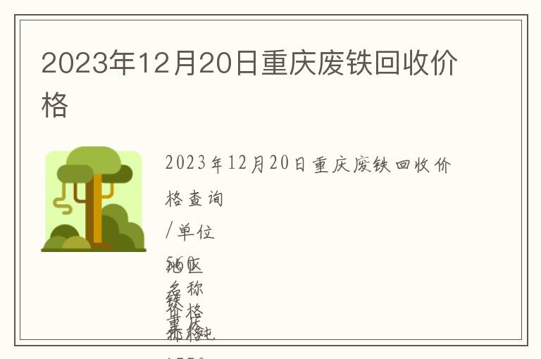 2023年12月20日重慶廢鐵回收價格