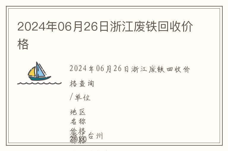 2024年06月26日浙江廢鐵回收價格