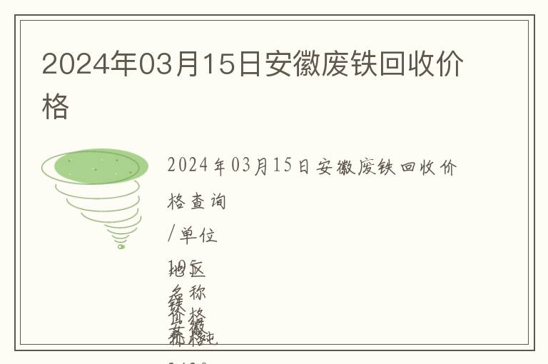 2024年03月15日安徽廢鐵回收價格