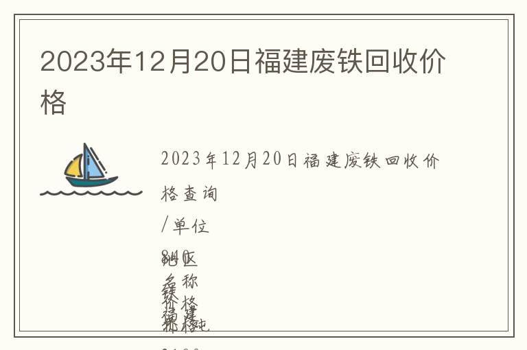 2023年12月20日福建廢鐵回收價格