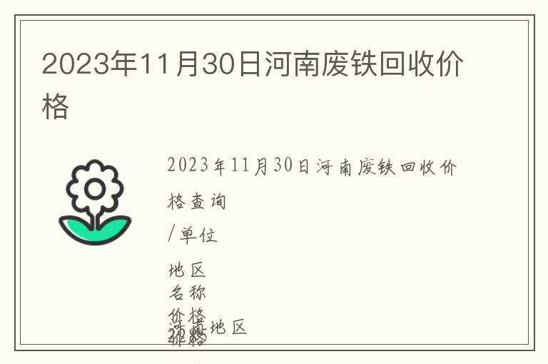 2023年11月30日河南廢鐵回收價格