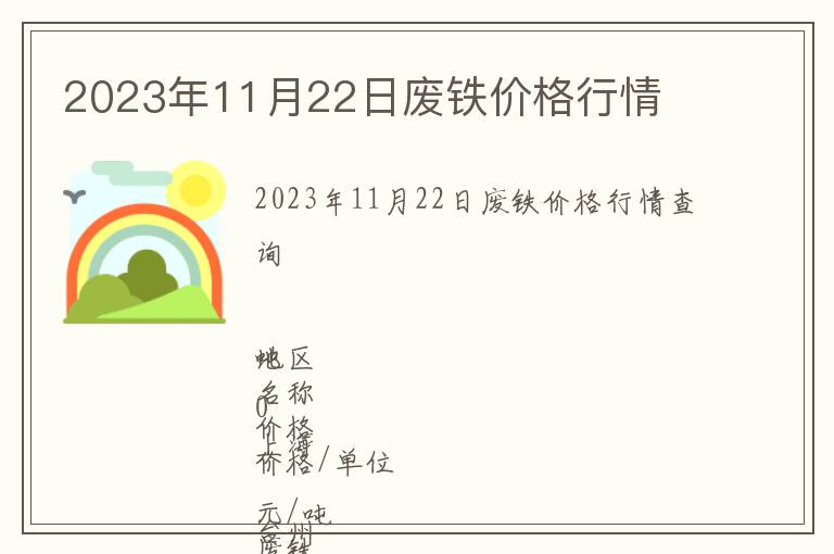 2023年11月22日廢鐵價格行情