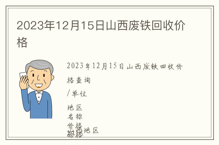 2023年12月15日山西廢鐵回收價格