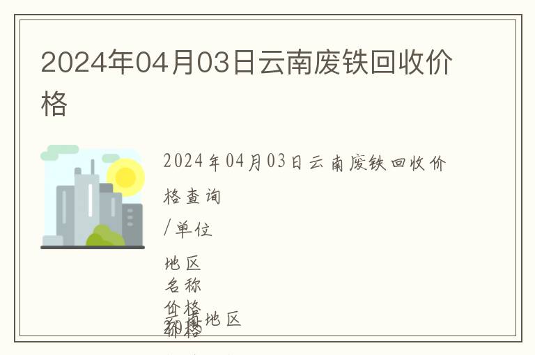 2024年04月03日云南廢鐵回收價格