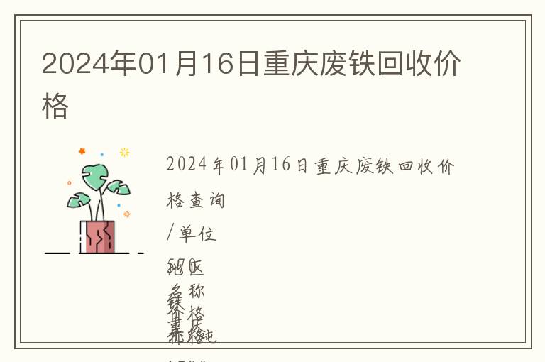 2024年01月16日重慶廢鐵回收價格